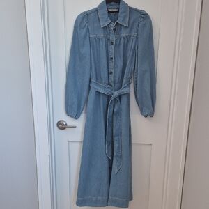 Boden Light Blue Long Sleeve Denim Dress